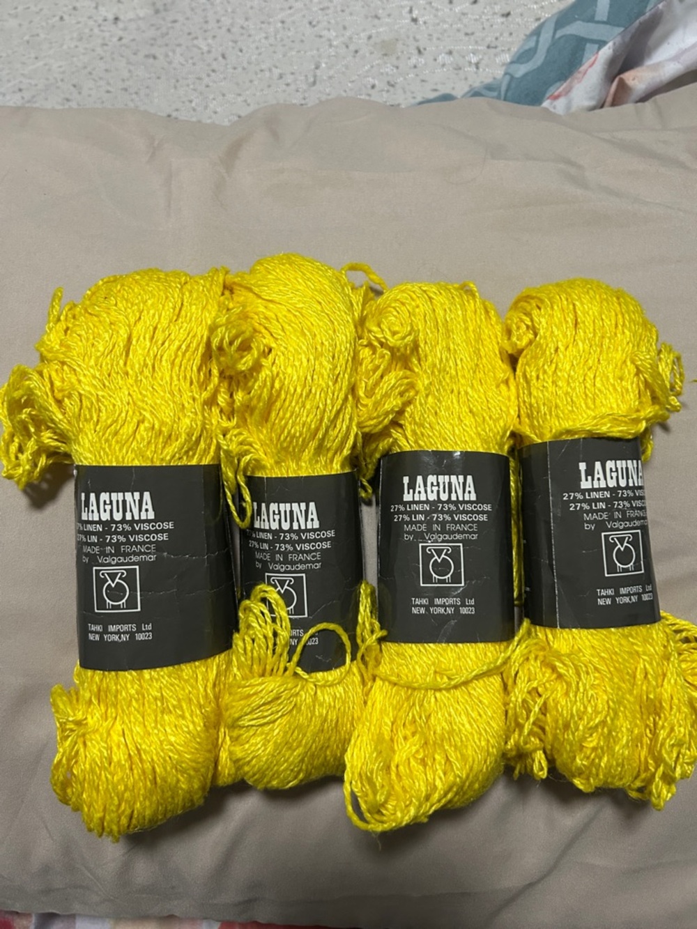 Laguna Bright Yellow Yarn, 4 Skein Lot